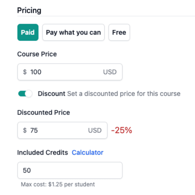 Pay What You Can Settings